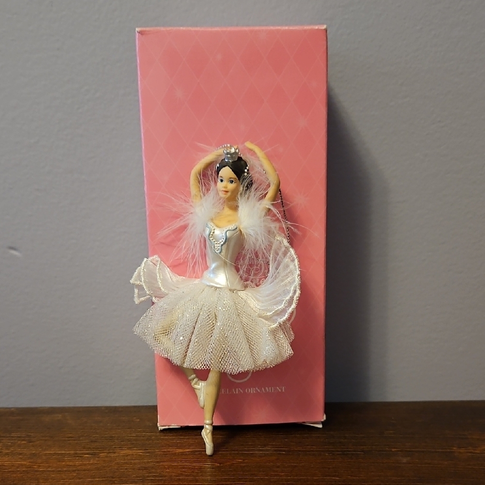 Barbie Swan Lake Porcelain Ornament in Pink Box